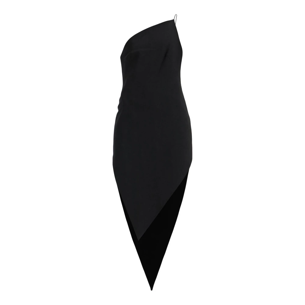 Alexander wang Asymmetrische Wol One-Shoulder Jurk Black Dames