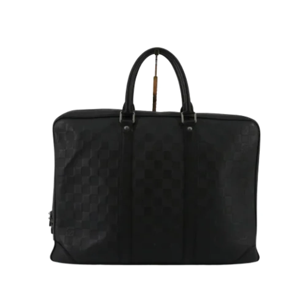 Louis Vuitton Vintage Tweedehands Zwarte Leren Koffer Louis Vuitton Black Dames