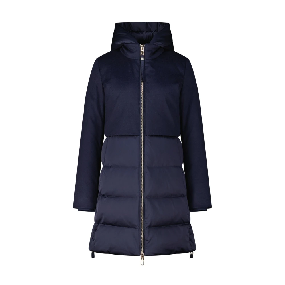 Duno Lange Donsjas met Wollen Detail Blue Dames