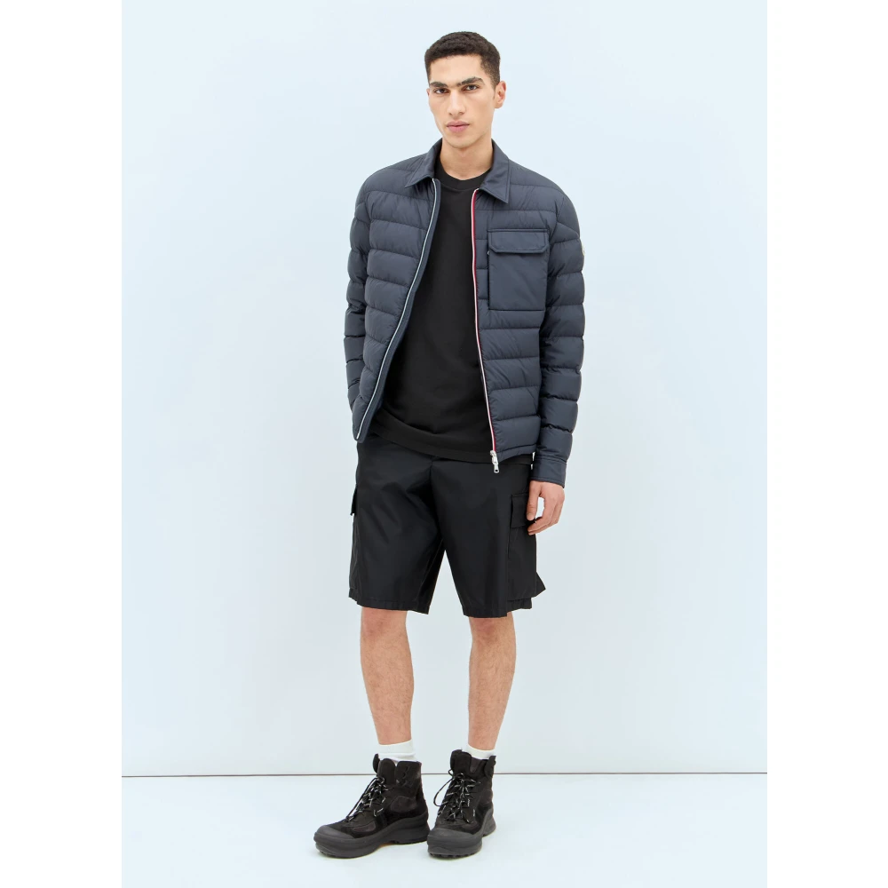 Moncler Gewatteerd Shirtjack Matte Afwerking Blue Heren