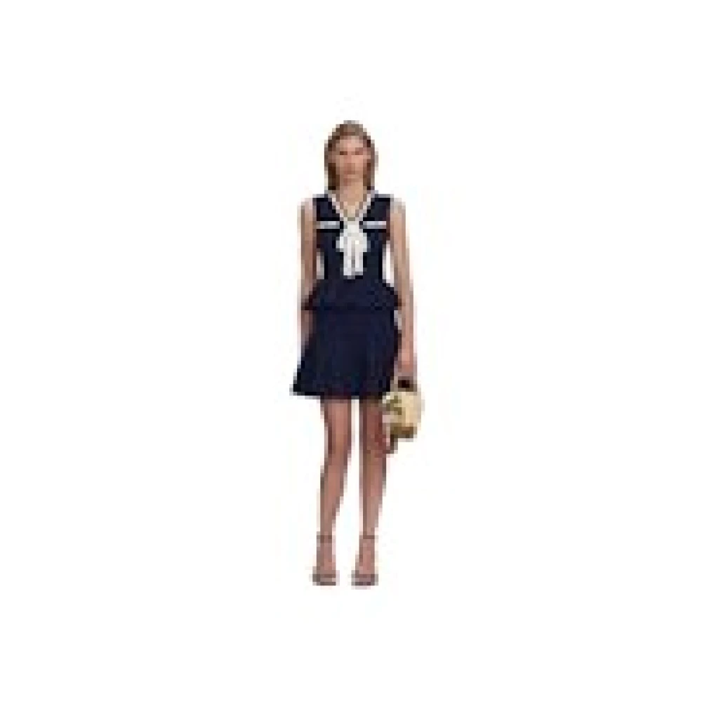 Self-Portrait Women's Blue Peplum Pointelle Cotton-Blend Minidress UK Size 10 - Mytheresa - Image 2