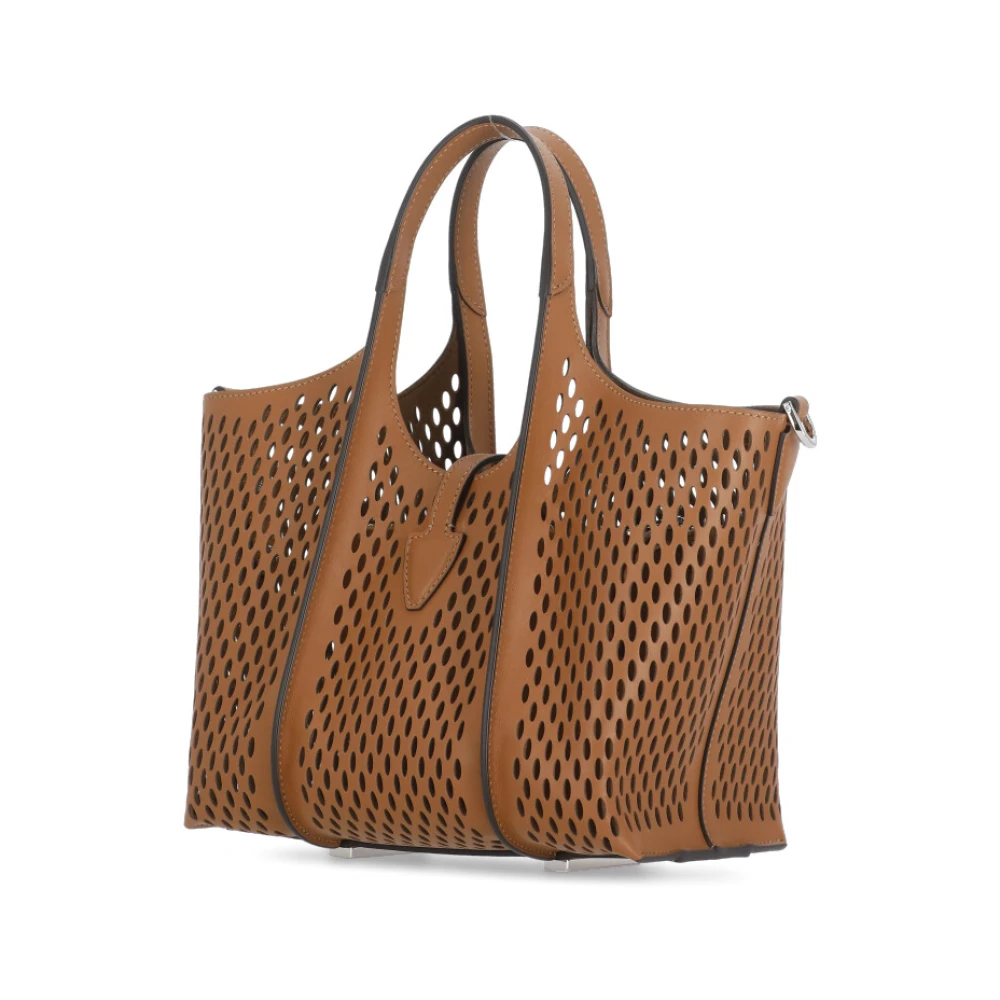TOD'S Bruine leren tas met geperforeerd patroon Brown Dames