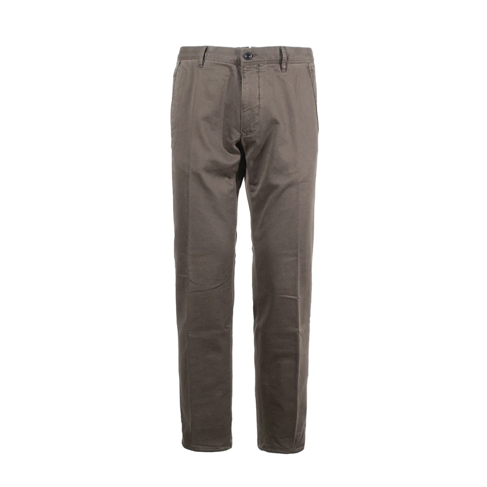 Incotex Donkerbruine Broek Rits Sluiting Katoen Brown Heren