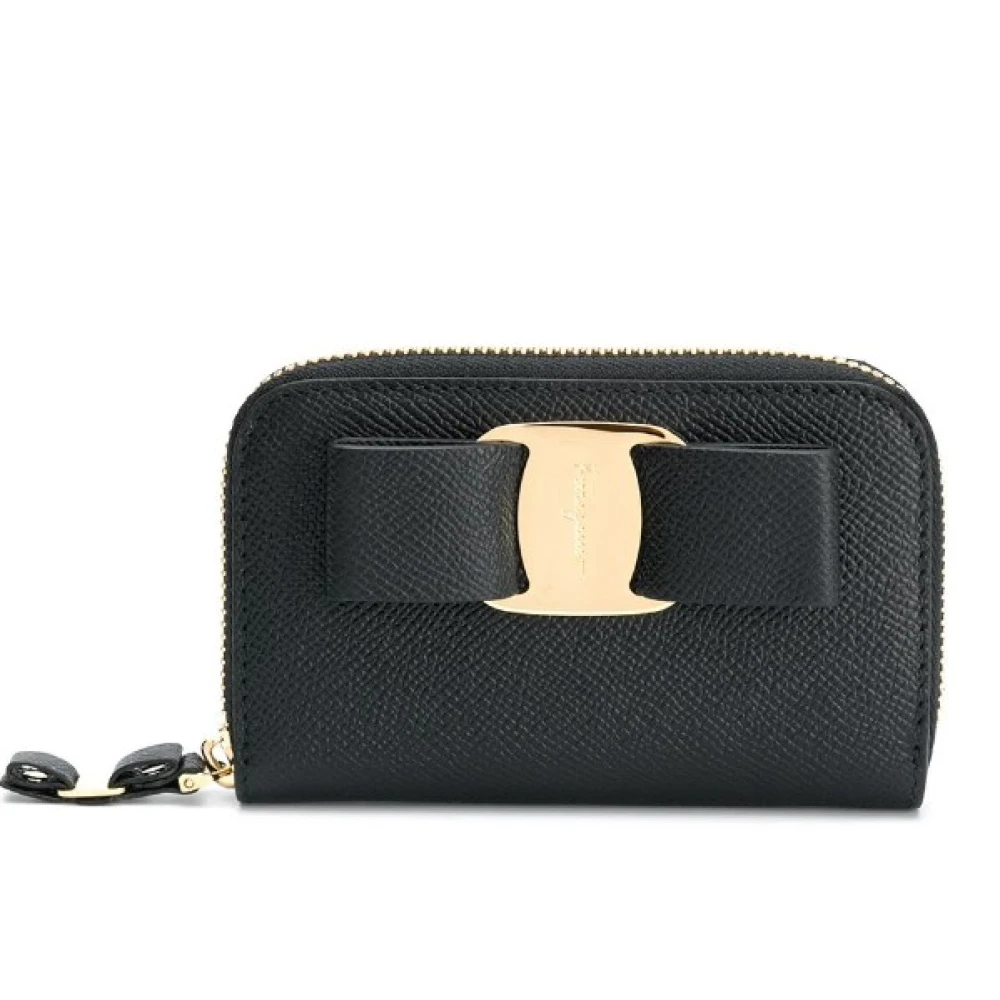 Ferragamo Women's Black Wallets & Cardholders, One Size, Vara Bow Card Holder