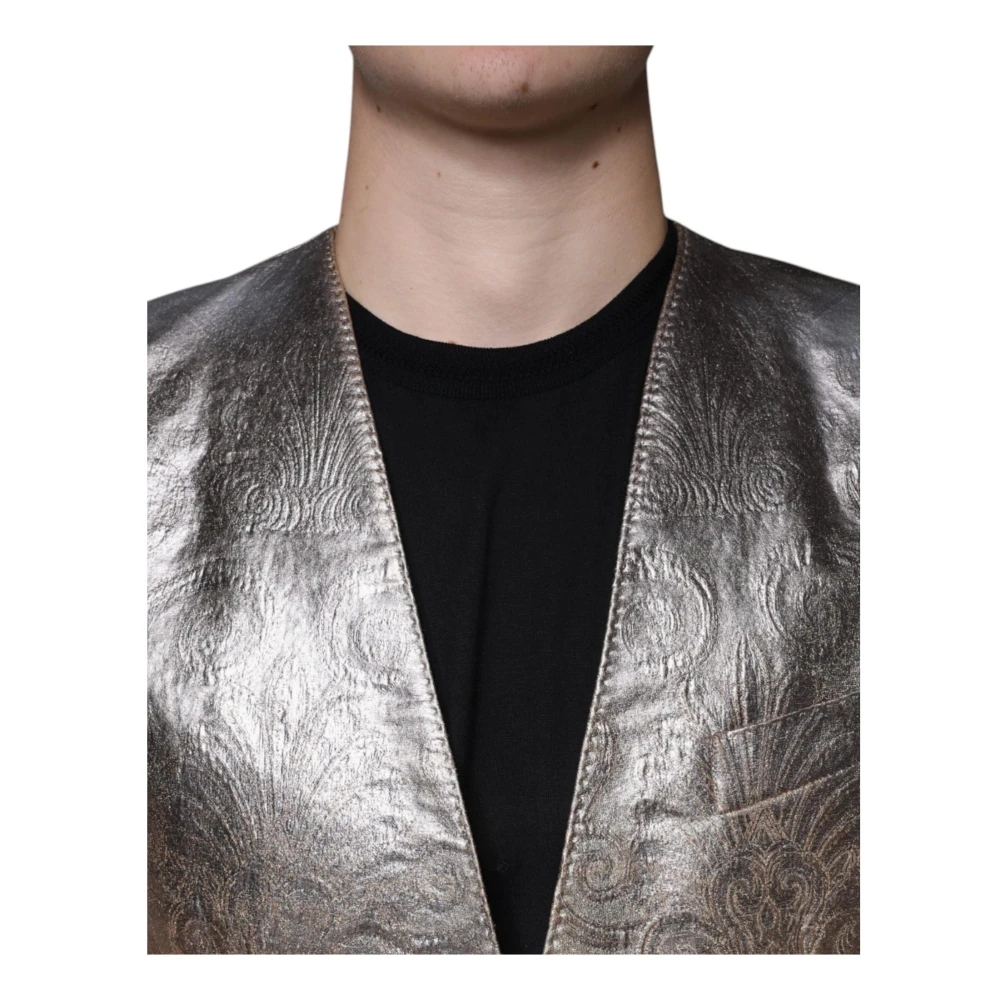 Dolce & Gabbana Gouden Slim Fit Blazer met Twee Knopen Yellow Heren