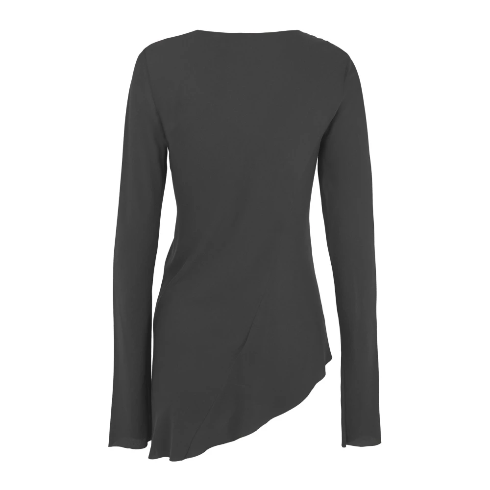 Cortana Zijden Stretch Grafiet Boothals Top Black Dames