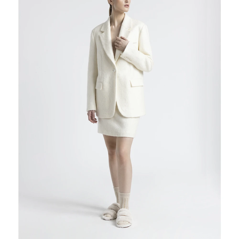 PESERICO Mohair en wol single-breasted blazer Beige Dames