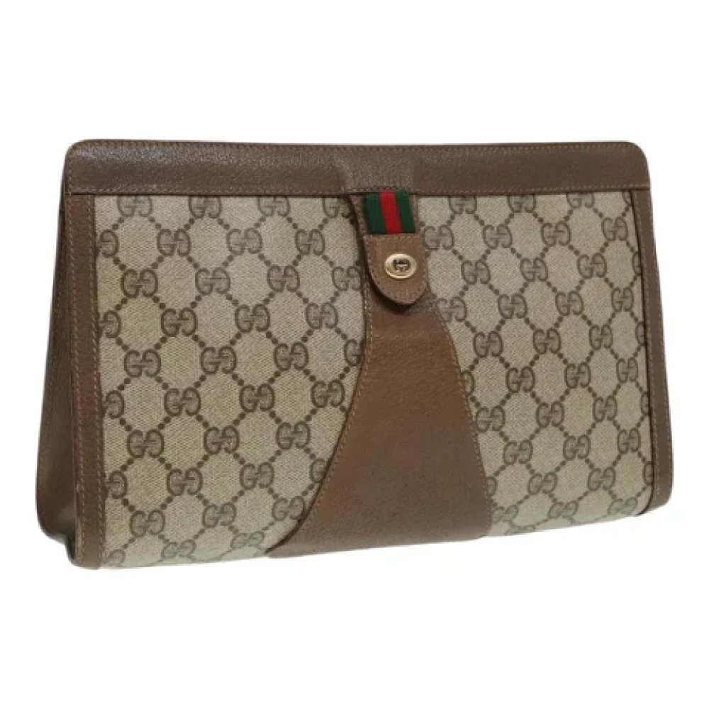 Gucci Vintage Pre-owned Leather clutches Beige Dames