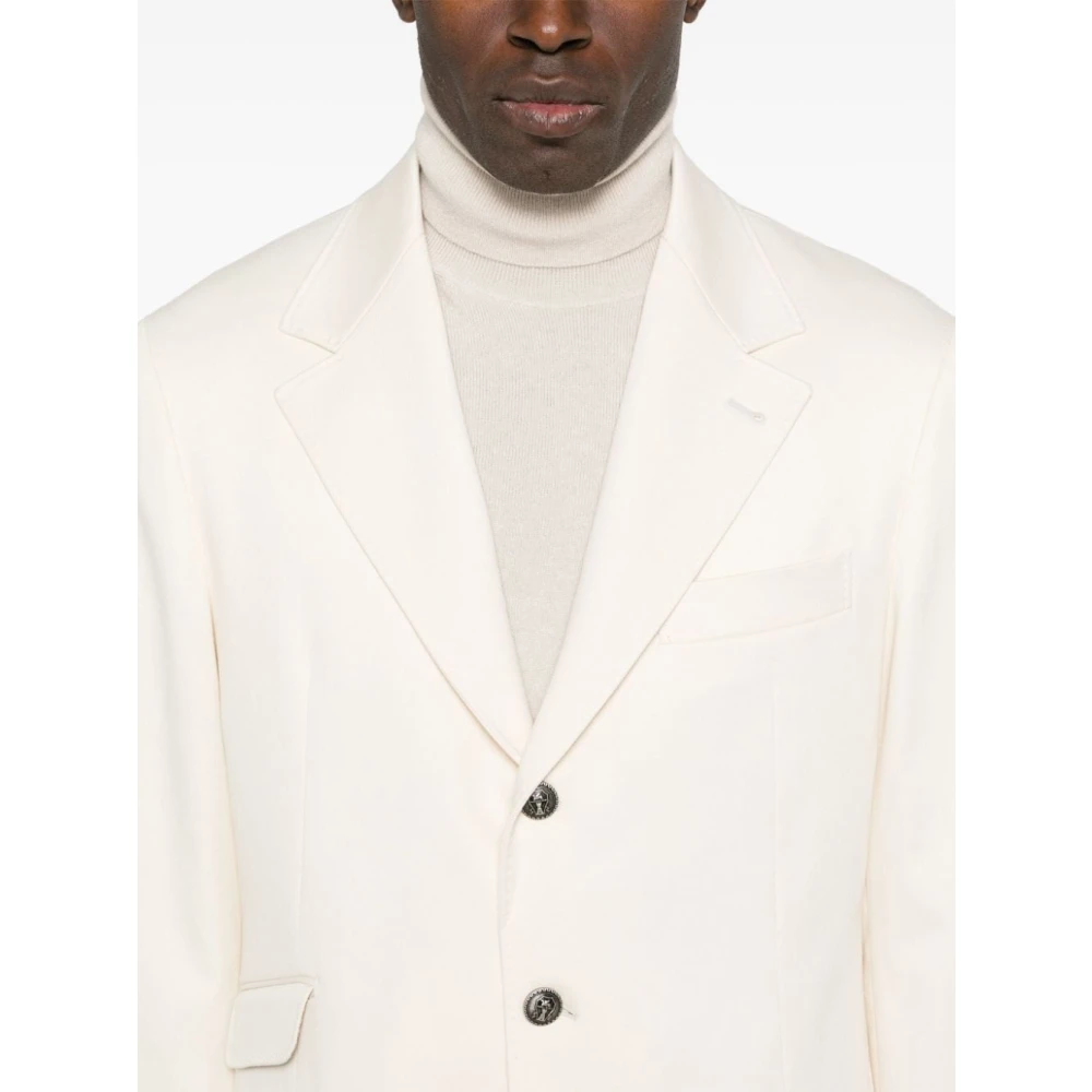 BRUNELLO CUCINELLI Gestructureerde Witte Blazer en Broek Set White Heren