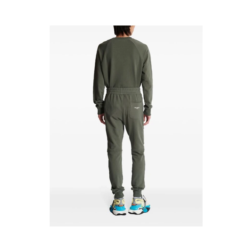Balmain Joggingbroek Geribbelde Knieën Elastische Taille Green Heren