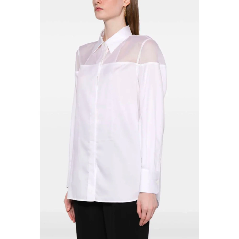 Helmut Lang Witte Katoenen Overhemd met Transparante Paneel White Dames