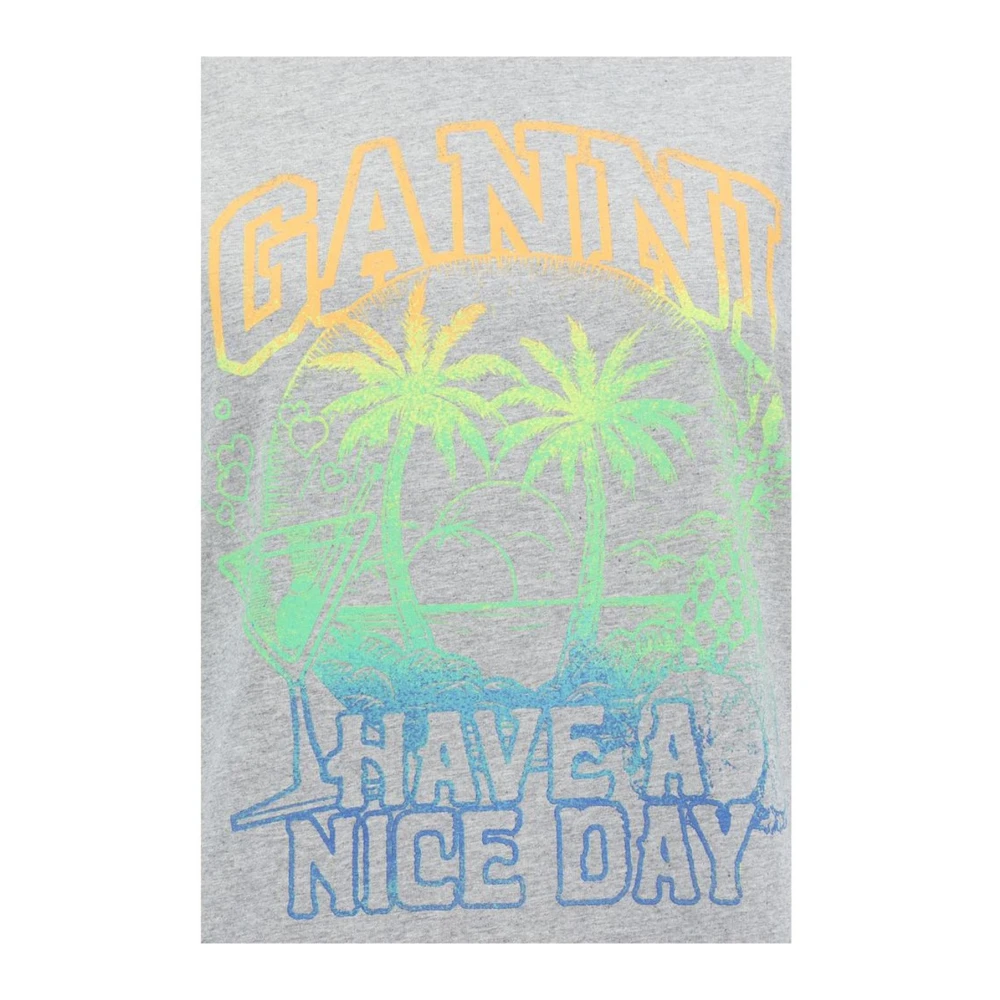 Ganni Monochrome Katoenen T-shirt voor Vrouwen Gray Dames