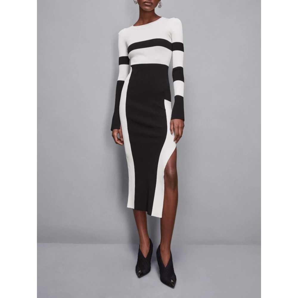PATRIZIA PEPE Gebreide Jurk met Split White Dames