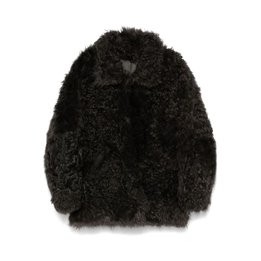 IRO Shearling Opstaande Kraag Jas Gray Dames