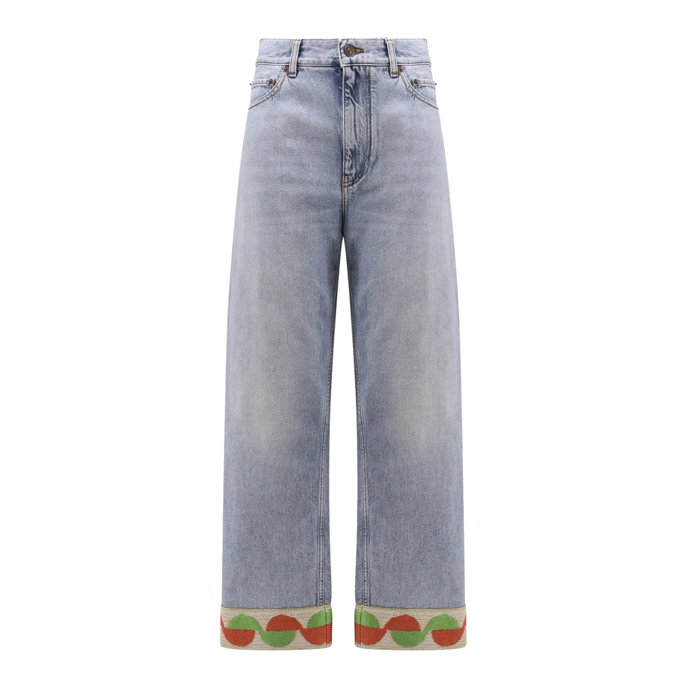 Valentino Jacquard Profiel Jeans met Ritssluiting Blue Dames