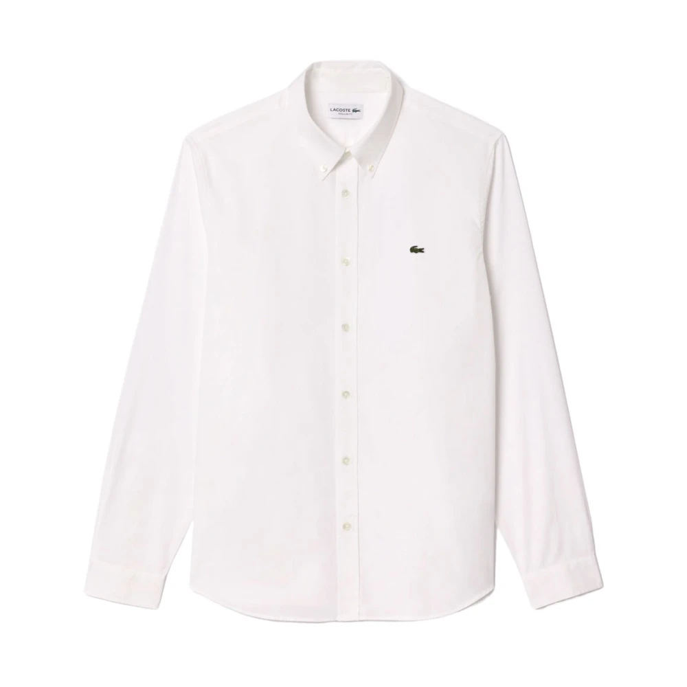 Lacoste Men's White Formal Shirts, Xl, Logo-Patch Cotton Shirt