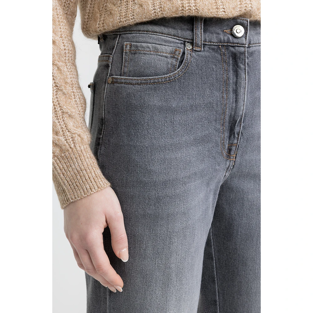 PESERICO Comfortabele katoenen denim jeans Gray Dames