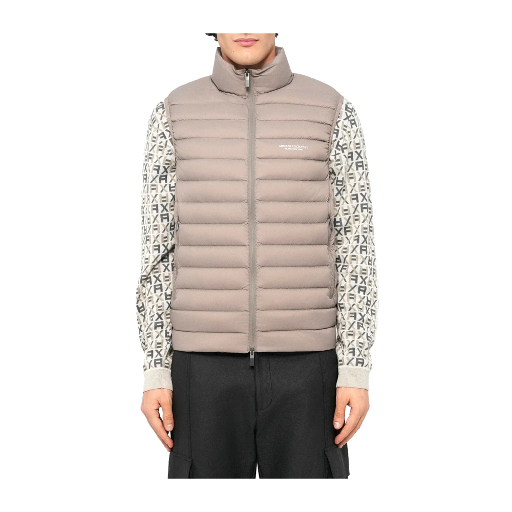 Armani Exchange Men's Gray Full-Zip Sleeveless Down Jacket - Waistcoats - 2XL - Jackets