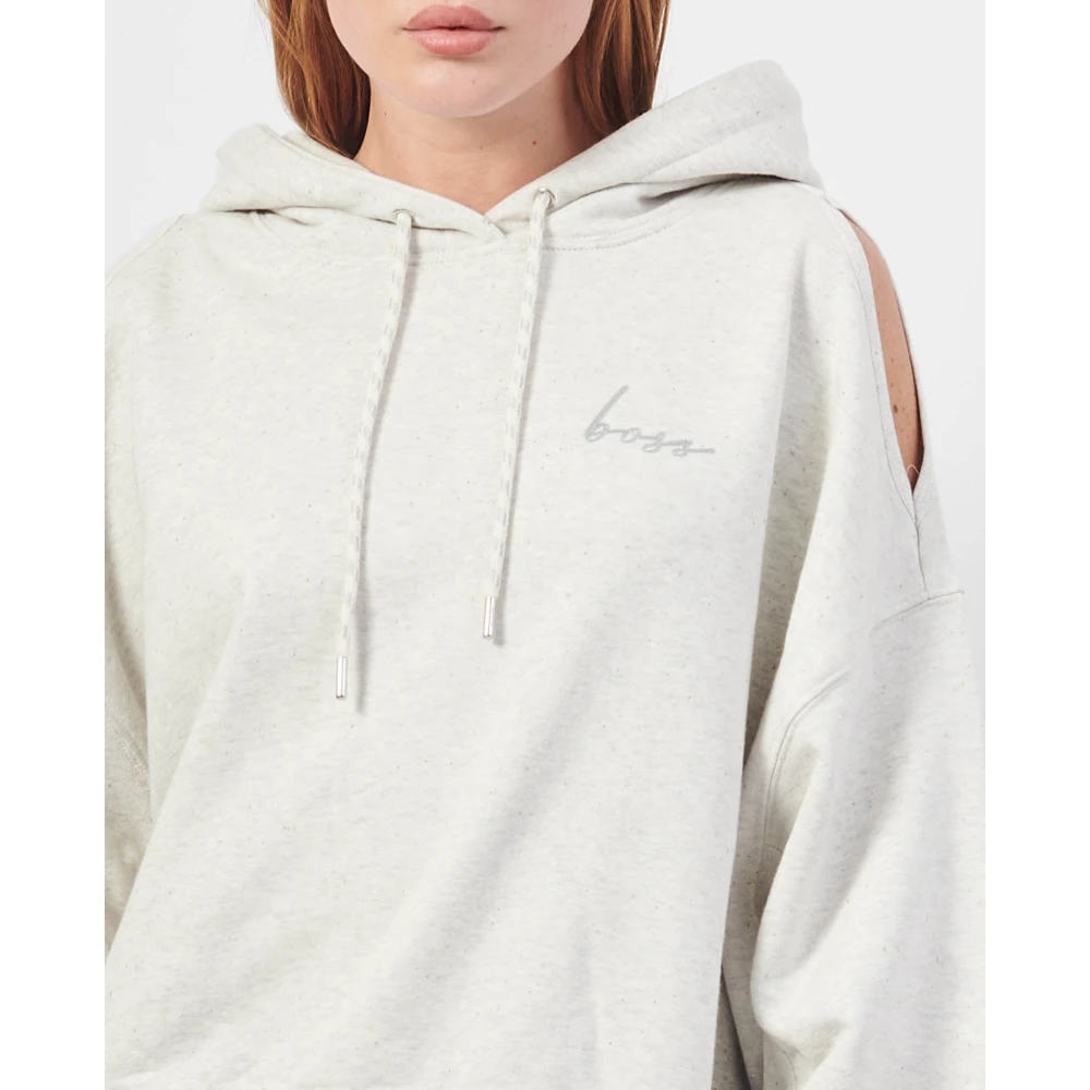 Hugo Boss Witte Sweater met Schoudersplitten White Dames