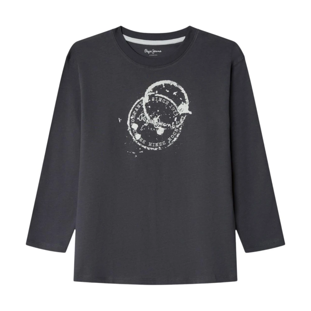 Pepe Jeans Boys Gray Kids Short Sleeve T-Shirts, 10 Y, Landree Long Sleeve T-Shirt