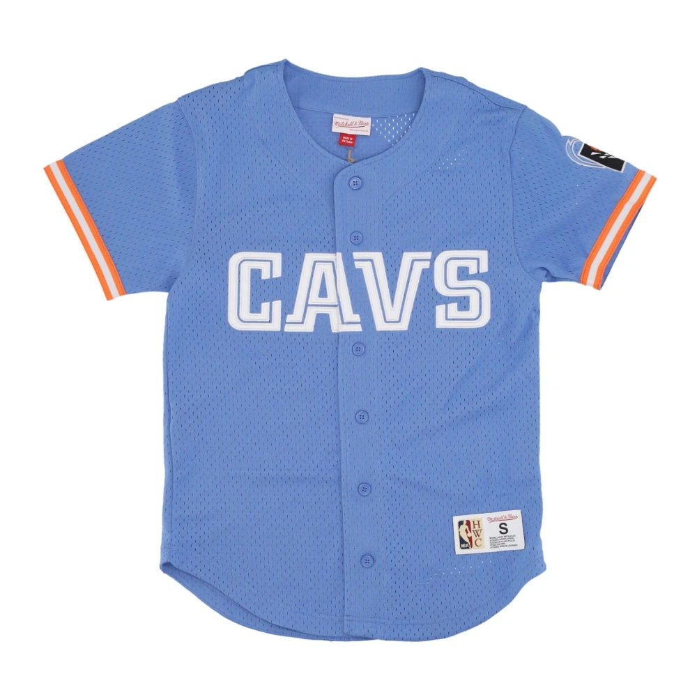 Mitchell & Ness Cleveland Cavaliers NBA Mesh Button Front Shirt Blue Heren