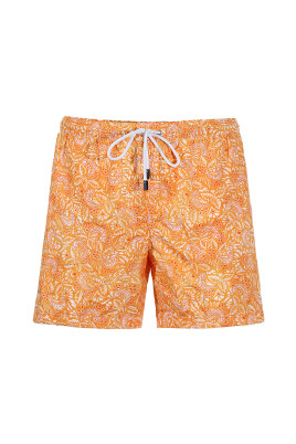 patterned-orange-elasticized-waist-shorts