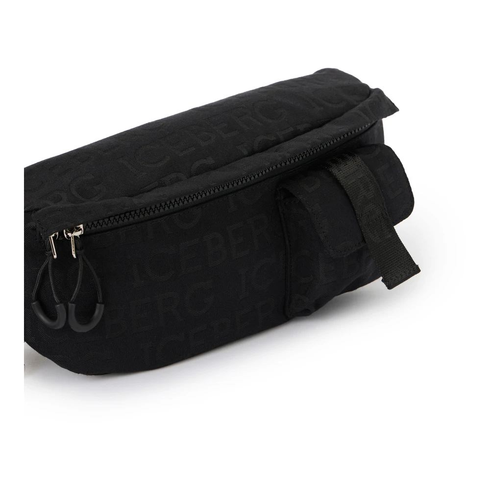 Iceberg Zwarte zak in allover jacquard stof met logo Black Heren