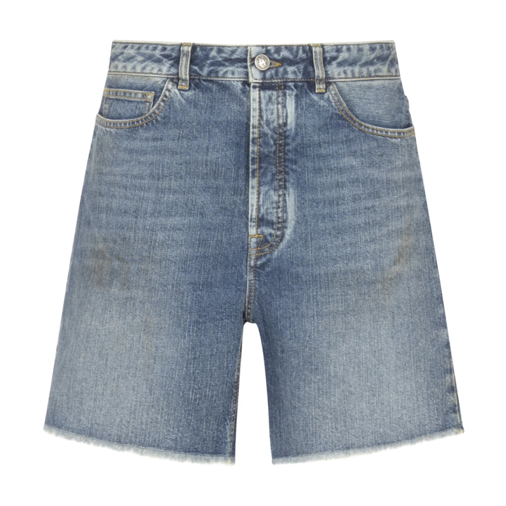 Palm Angels Gebogen Logo Denim Shorts Must Buy Blue Heren