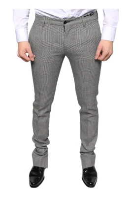 Grå Tartan Ull Skinny Byxor