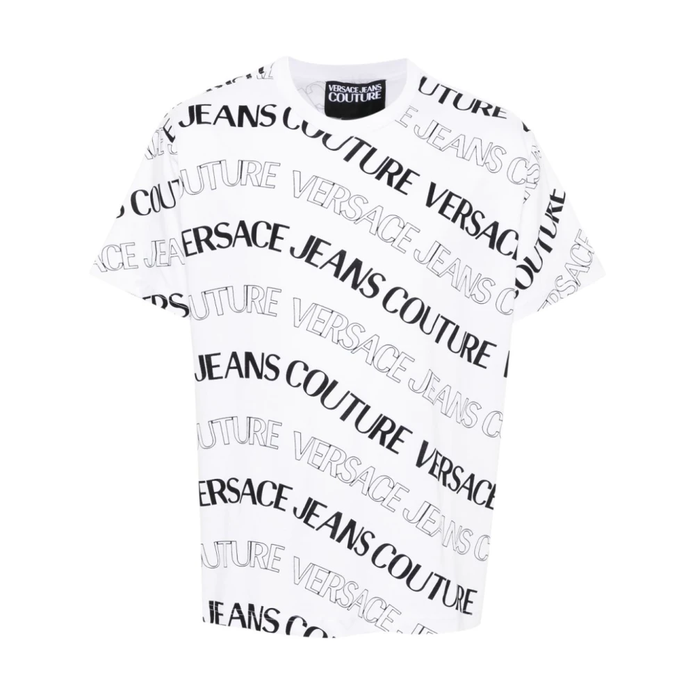 Versace Jeans Couture Logo Print Wit Katoenen T-shirt White Heren