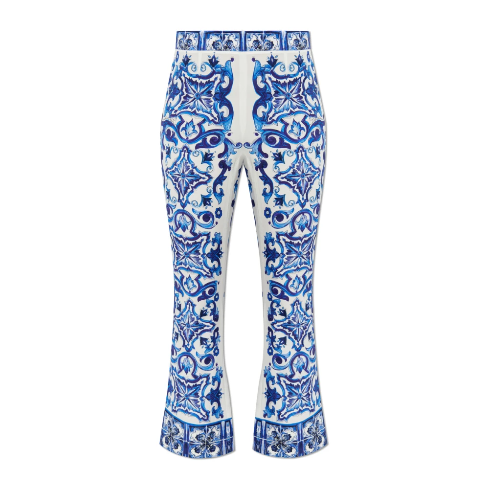 Dolce & Gabbana Zijden broek met Majolica-patroon Blue Dames