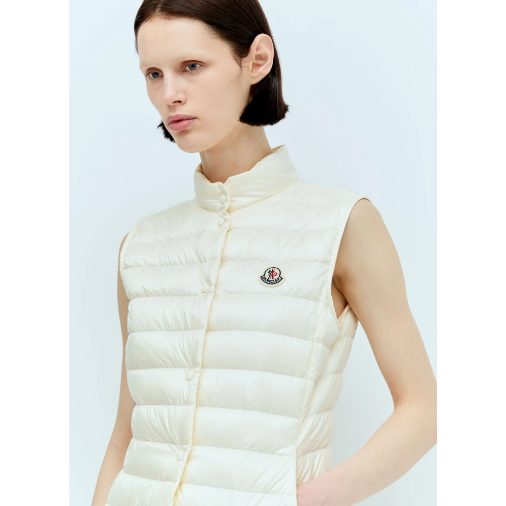 Moncler Gewatteerd Nylon Dons Gilet Beige Dames