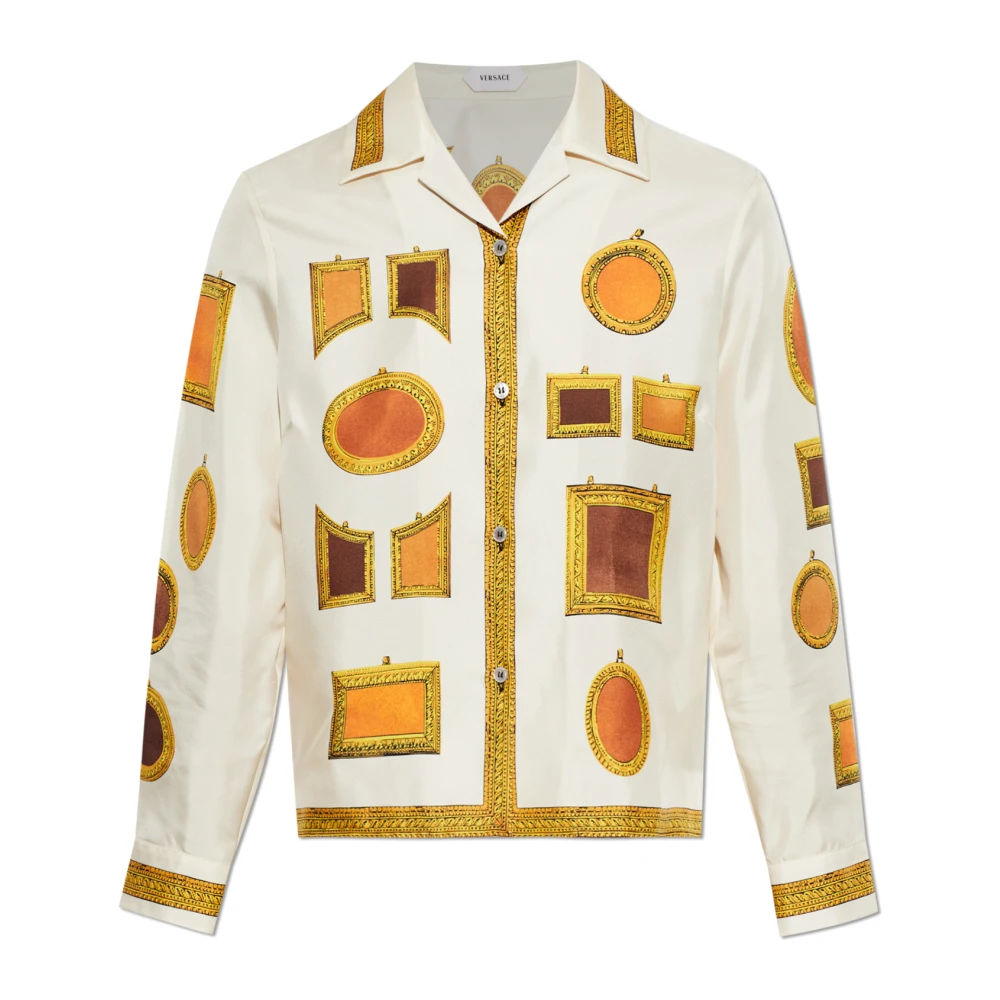 Versace Donna Beige - Printed Silk Twill Shirt - Blouses & Shirts - L
