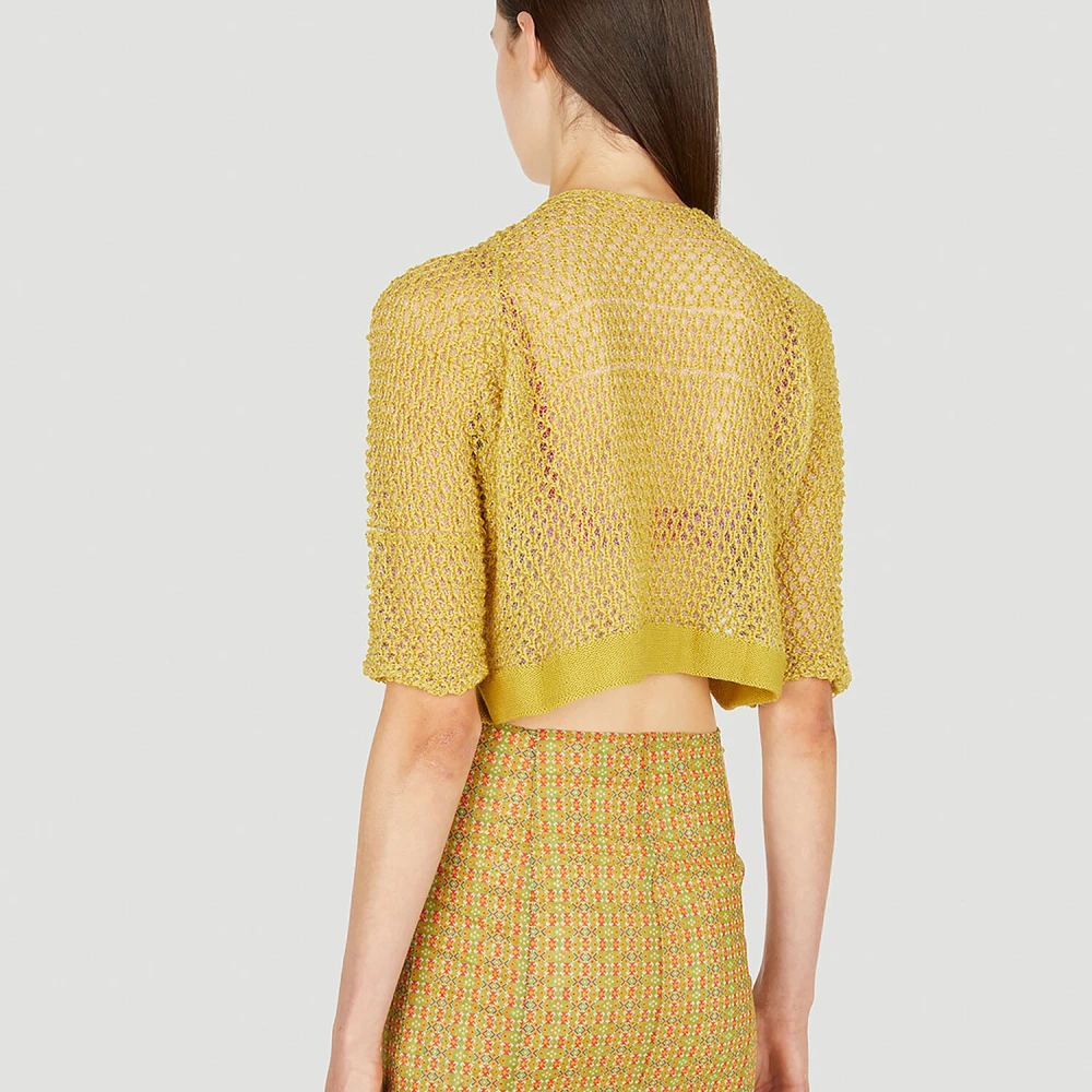 Louise Lyngh Bjerregaard Open Gebreid Vest Yellow Dames