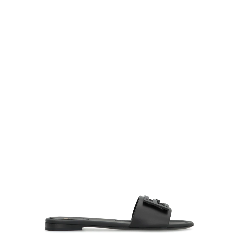 Fendi Women's Black Baguette Leather Slides - Sliders - 3 Uk - Shoes