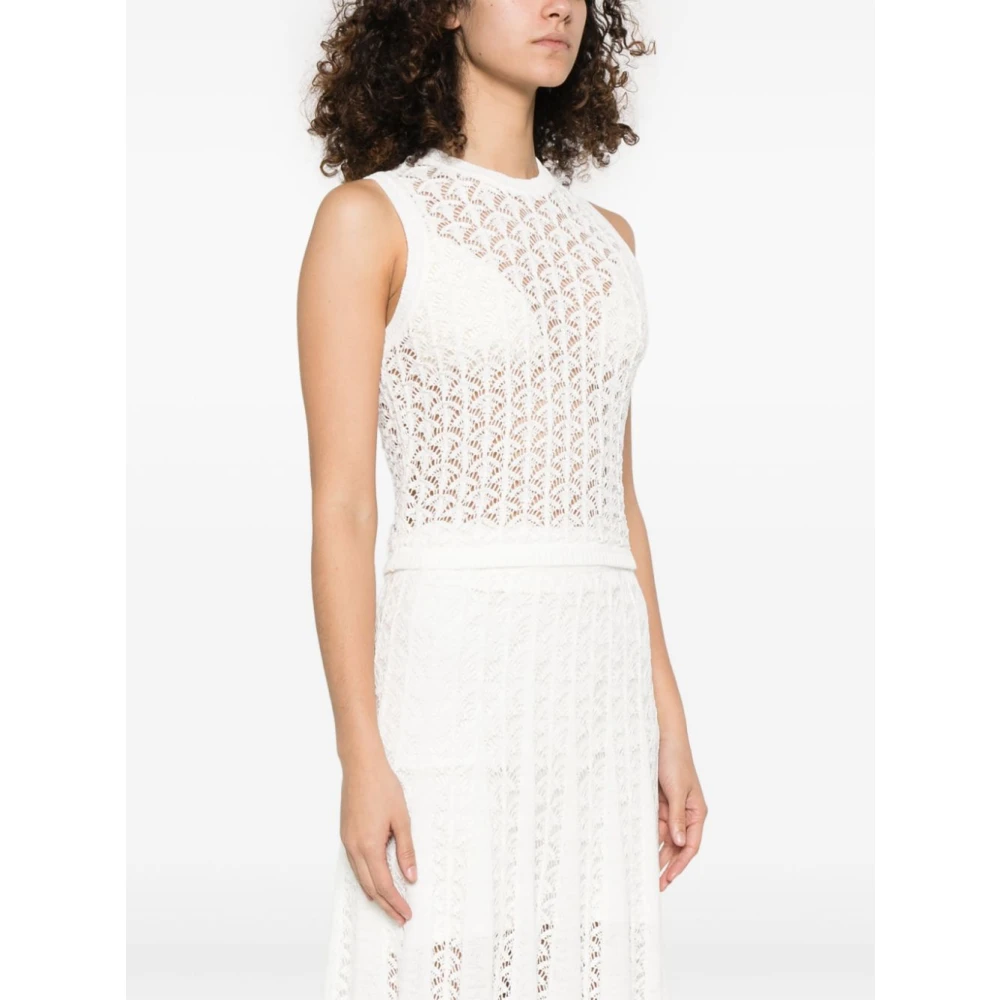 Zimmermann Witte Mouwloze Crew Neck Top White Dames