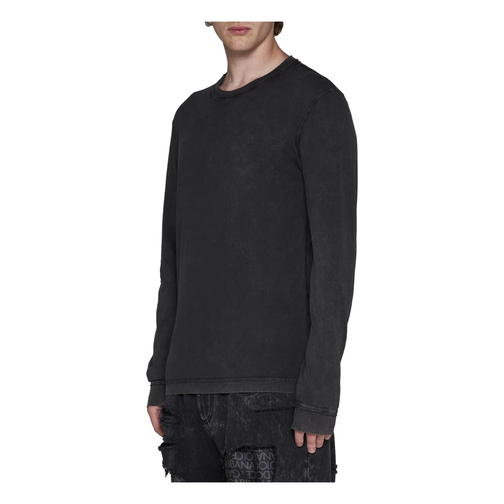 Dolce & Gabbana Zwarte Crew-Neck Katoenen Sweatshirt Black Heren