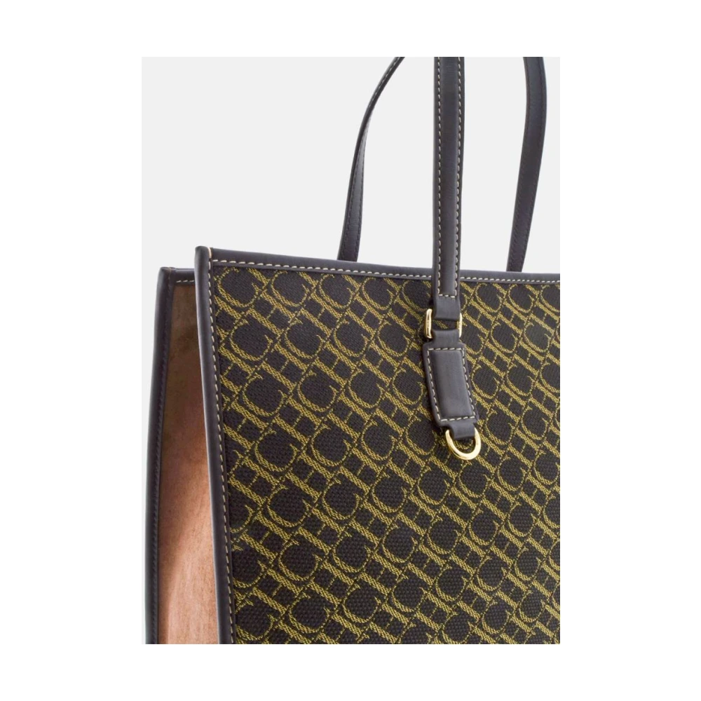 Carolina Herrera Canvas Shopping Charm Tas El Dorado Brown Dames