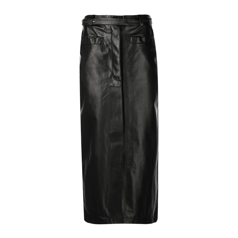 Proenza Schouler Zwarte Leren Voorskirt Black Dames