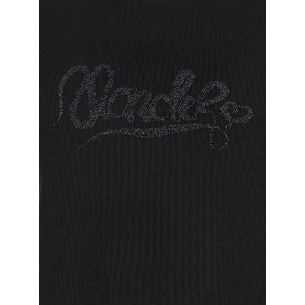 Moncler Zwart Logo Geborduurd Katoenen T-shirt Vrouw Black Dames