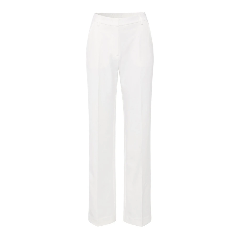 Heartmade Witte broek met rechte pijpen en persplooien White Dames