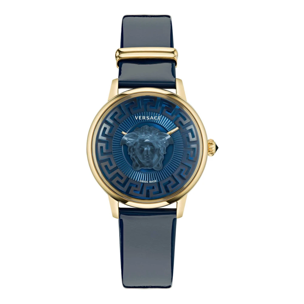 Versace Women's Yellow Watches, One Size, Medusa Alchemy Blue Gold Watch