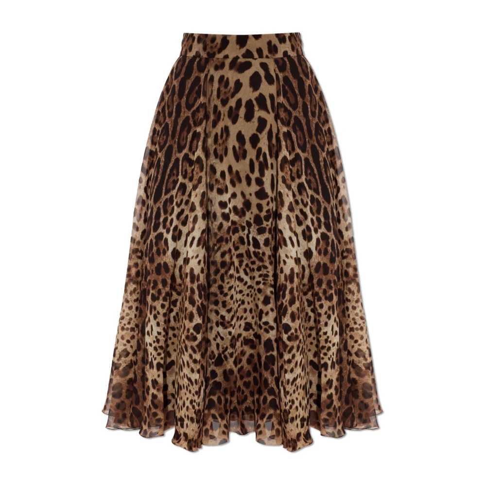 Dolce & Gabbana Women's Brown Midi Skirts, L, Silk Skirt