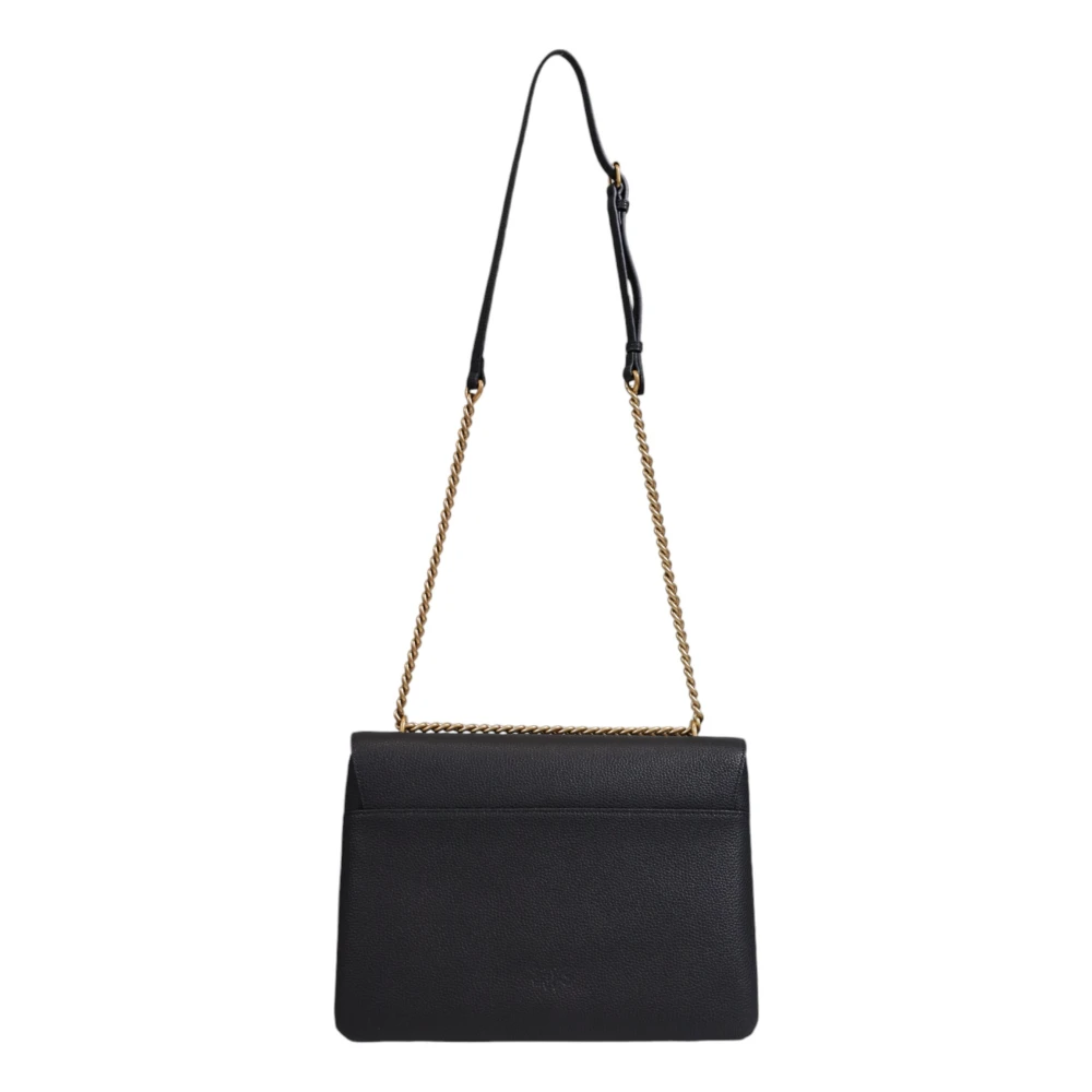 pinko Zwarte leren schoudertas Black Dames