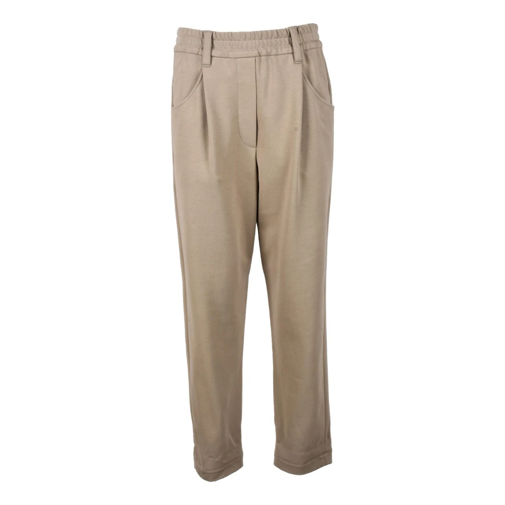 BRUNELLO CUCINELLI Elegante Katoenmix Broek Brown Dames