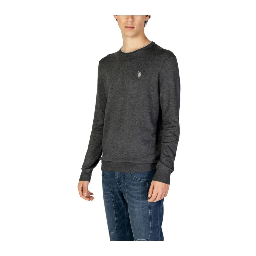 U.s. Polo Assn. Grijze Wollen Blend Gebreide Trui Gray Heren
