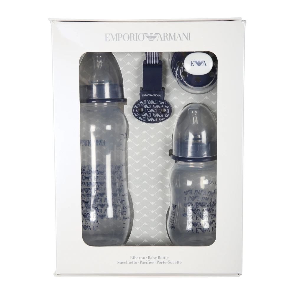 Emporio Armani Blå Babytillbehör Set med Logotyp Blue, Unisex