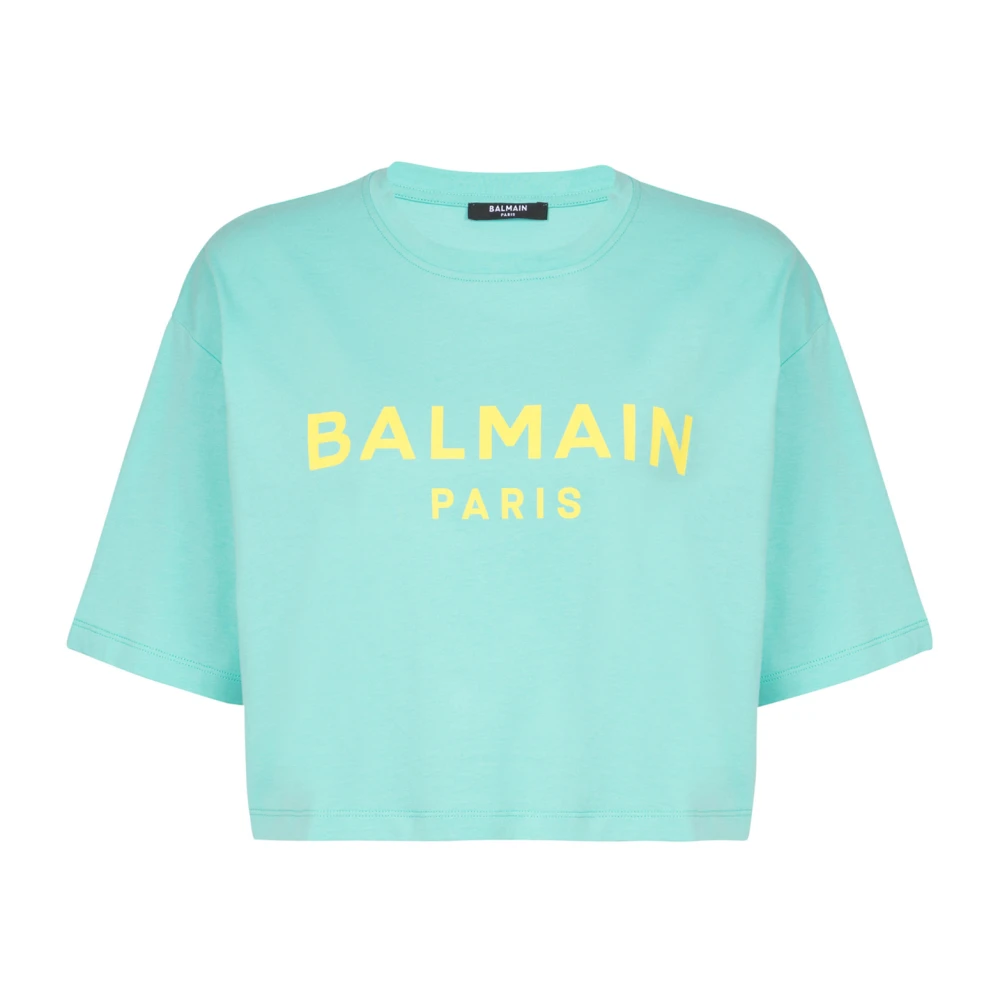 Balmain T-shirt med Paris tryck Blue, Dam