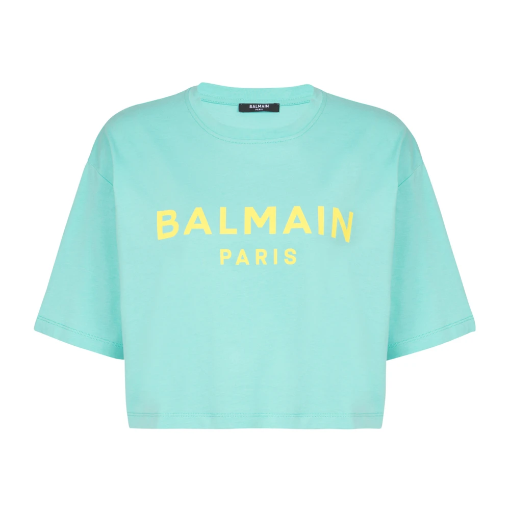 Balmain T-shirt met Paris print Blue Dames