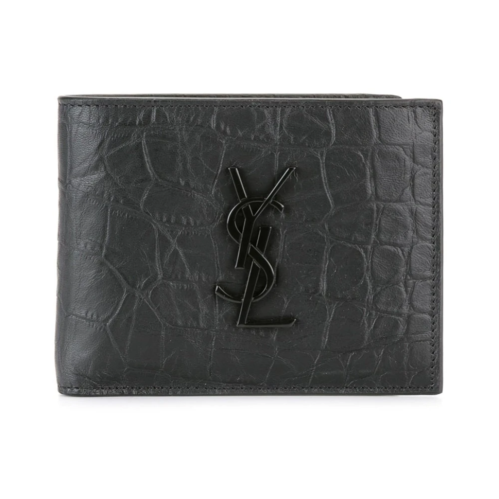 Saint Laurent Zwarte Krokodillenleren Portemonnee Black Heren